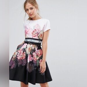 Ted Baker Floral Print Dress with Pink and White Blooms